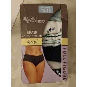 Secret Treasures 6 Pair Cotton Stretch Briefs Full Figure Size 1X/11 New In Box
